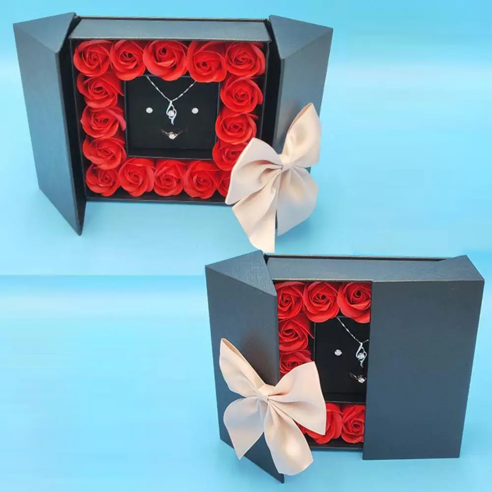 Caja de rosas práctica Immotal, caja de joyería de decoración del hogar, caja de papel para pendientes, anillo, 1 Juego