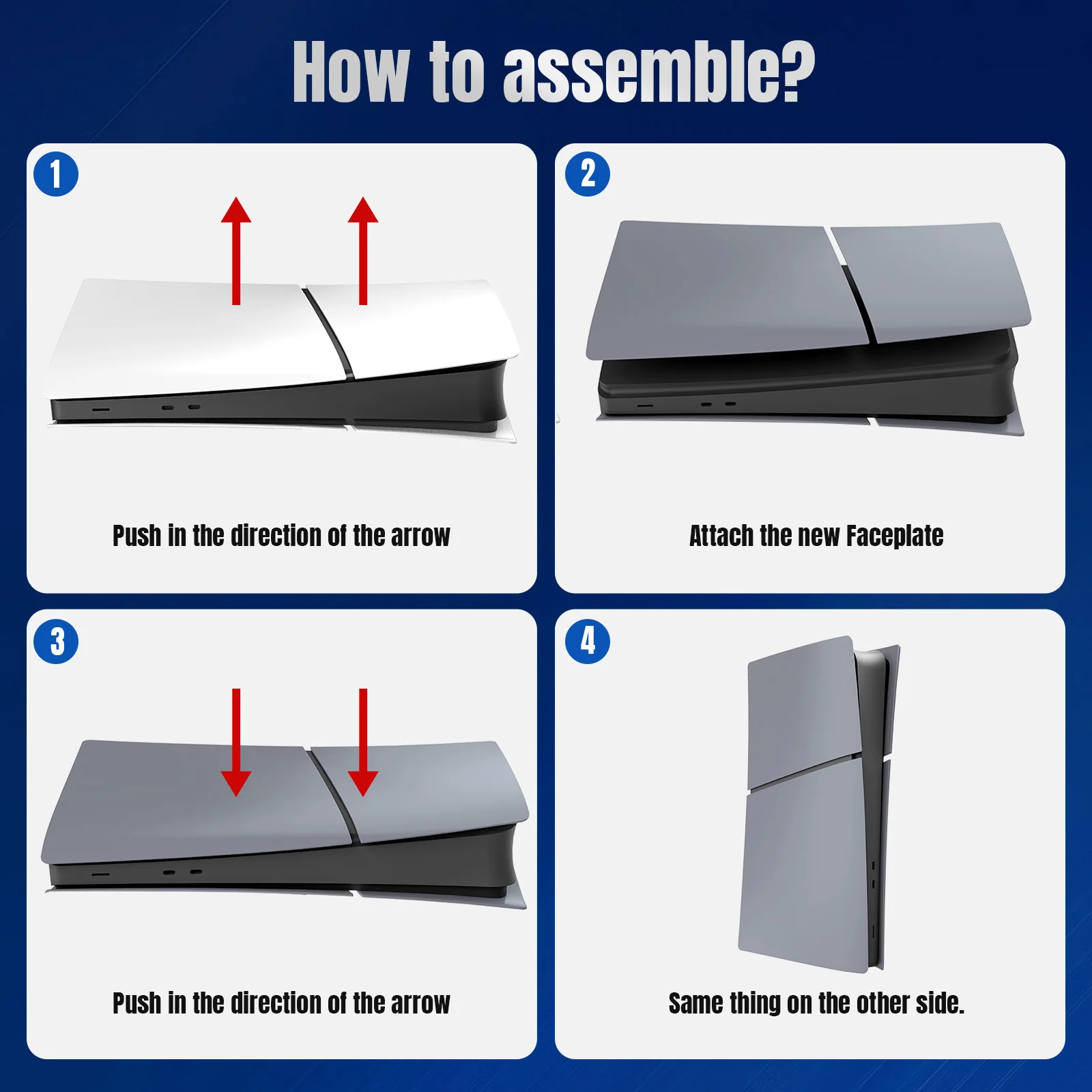 Acessórios de decoração diy placa frontal substituível 30o aniversário painéis de concha lateral cinza com adesivo de logotipo para console ps5 slim