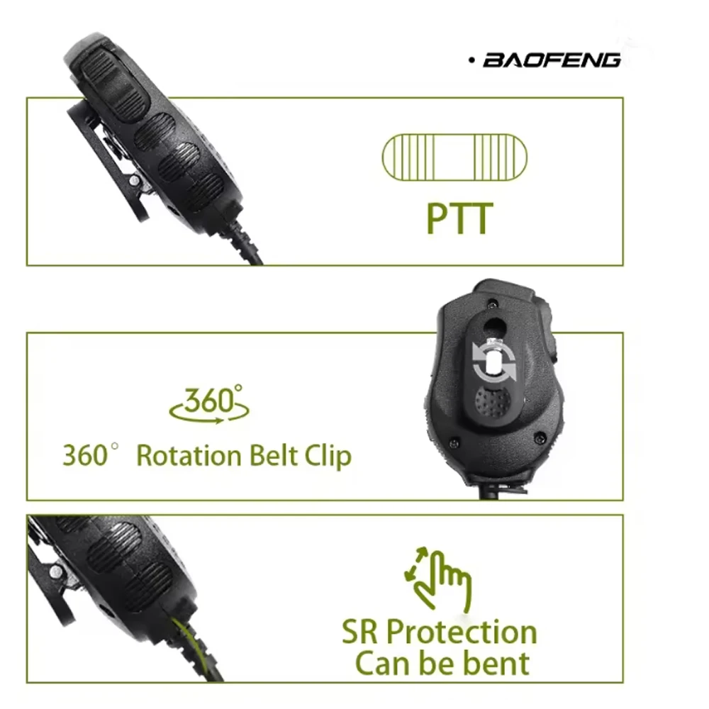 Baofeng ميكروفون UV-82 المزدوج PTT المتكلم الكتف هيئة التصنيع العسكري سماعة ل DM-1701 UVK5 UVK6 UV17 برو UV5RH UV-18i اسلكية تخاطب