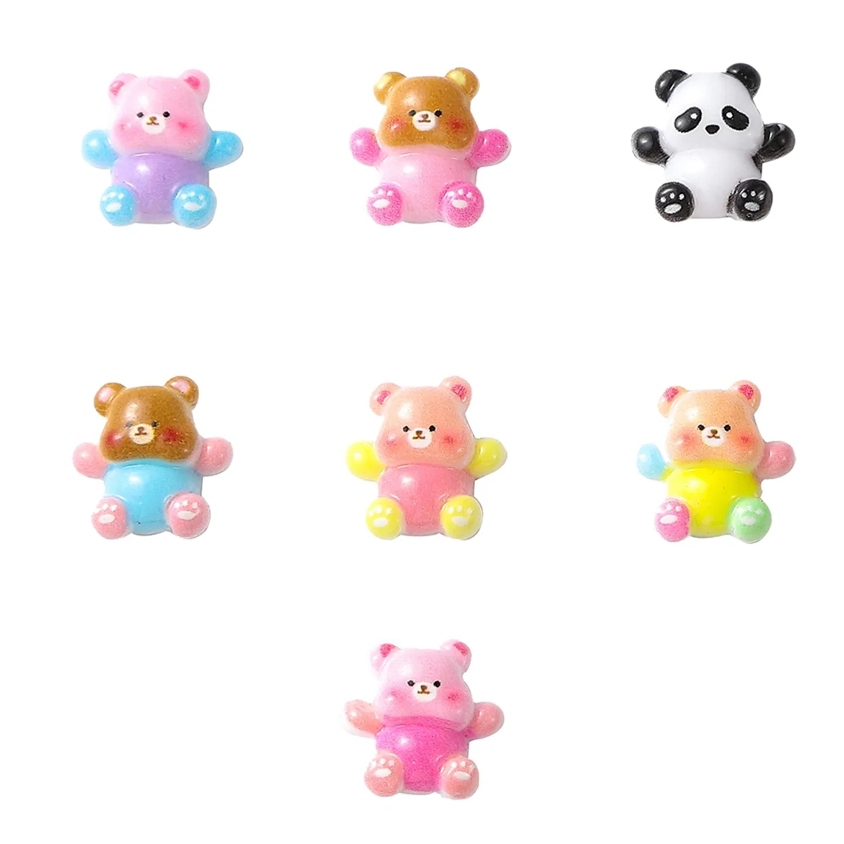 100Pcs Cute 3D Bear DIY Resin Refrigerator Magnet Mobile Phone Case Accessories Nail Art Accessories, Mixed Colors