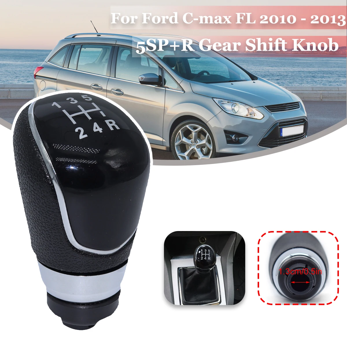 

5SP+R Gear Shift Knob For Ford C-max FL 2010 - 2013 Fiesta Kuga Galaxy Transit-Connect MT M12 Shifter Gearstick Lever Pen Handle