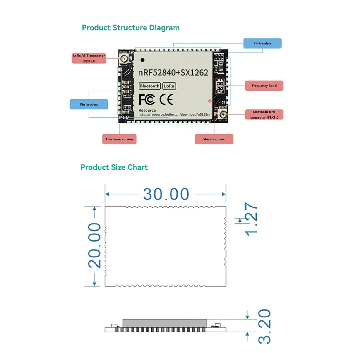 Módulo Lorawan N5262M de vanguardia líder para Arduino NRF52840 + SX1262 9uA de baja potencia para Arduino-IDE PlatformlO MicroPython 470-510MHz