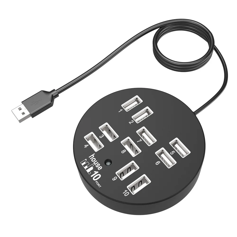 

10-портовый концентратор USB2.0 круглый USB2.0 концентратор 10-портовый разветвитель концентратор