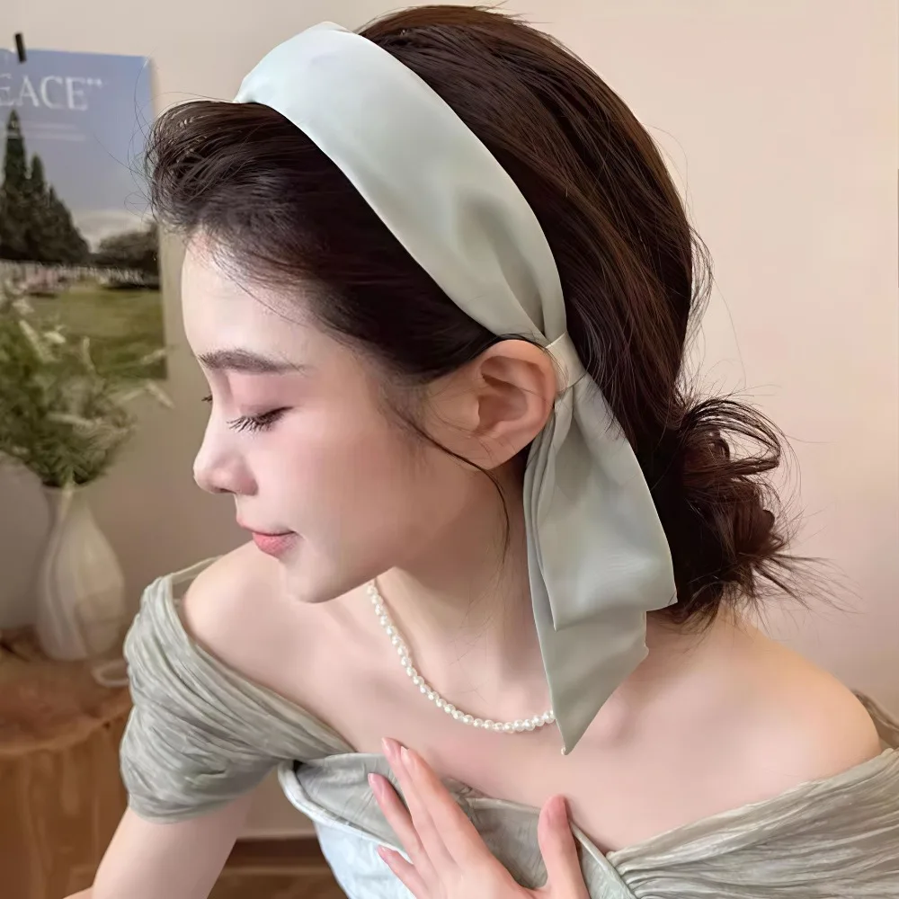 

Creative Bow Ribbon Hair Band Korean Style Solid Color Bow Headband Headwear Fairy Hair Hoop Girls