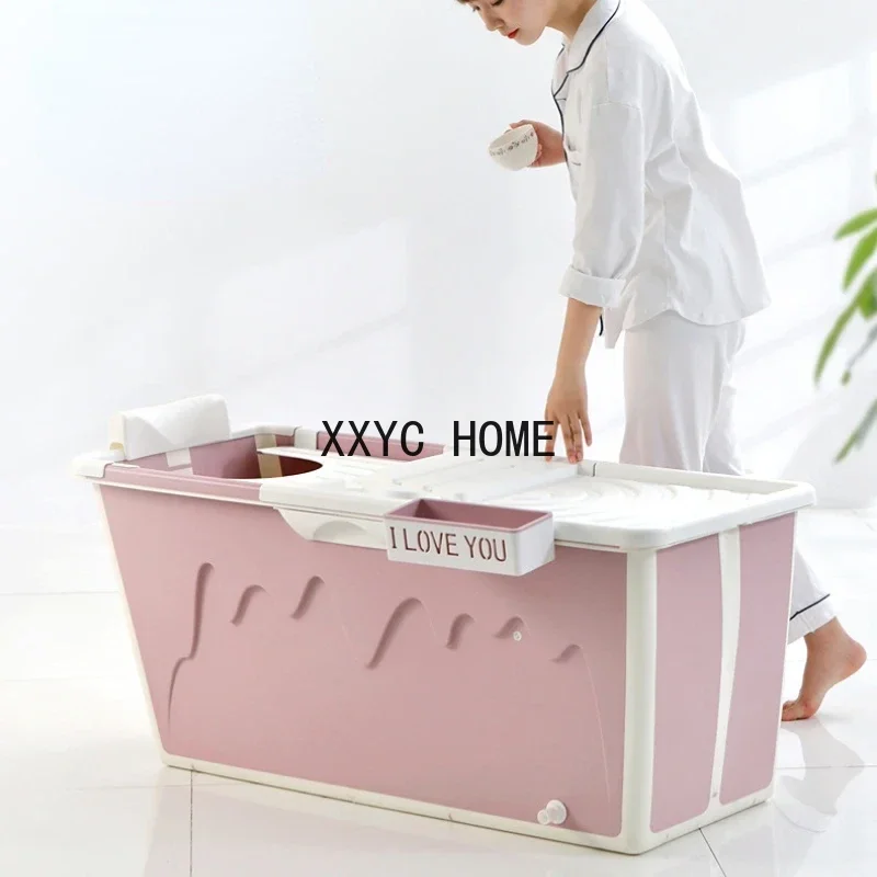 Folding Portable Bathtub Long-term Temperature Bath Basin Stable Load-bearing Bathroom Barrel Sliding Bath Cover Bath Bucket