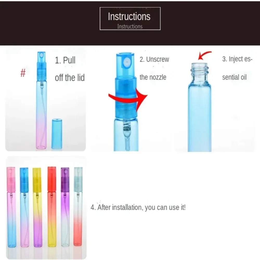 6PCS 8ML Perfume Atomizer Bottles Colorful Leak Proof Perfume Sprayer Plastic Vials Thin Glass Water Spray Bottle For Travel