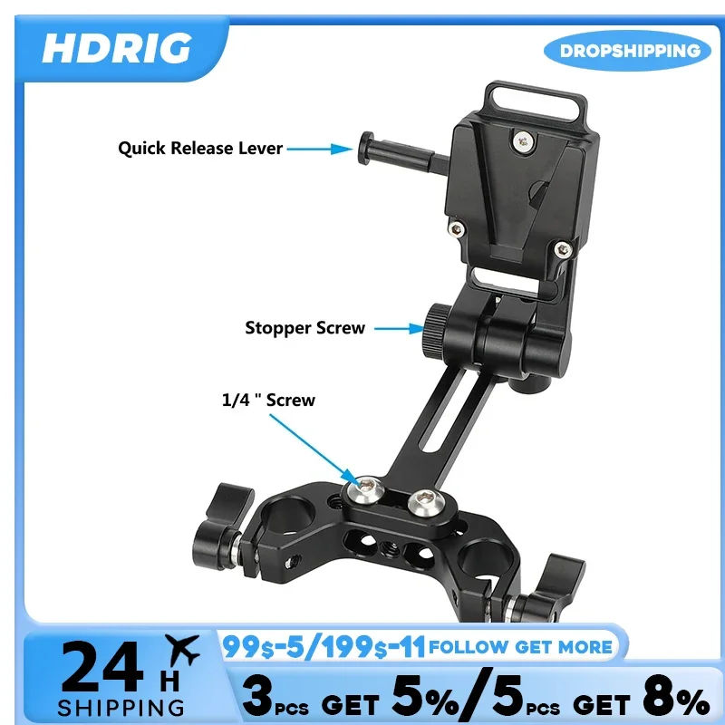 HDRIG หญิง V ล็อคอะแดปเตอร์ Rod Mount สําหรับ 15mm Rail ระบบปรับ 15 มม.LWS Rail Block สําหรับไหล่ Rig Kit