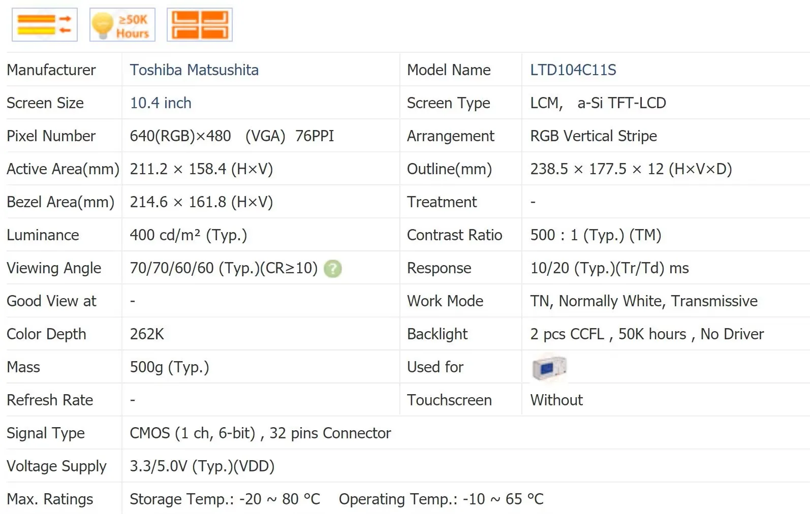 LTD104C11S Original 10.4 INCH Industrial LCD,640*480, Ready in stock