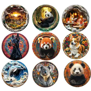 New Wooden Animal Puzzles Jigsaw for Adults Mysterious Panda Puzzle Child Toys Gifts Games 3D Wooden Puzzles Jigsaws 1