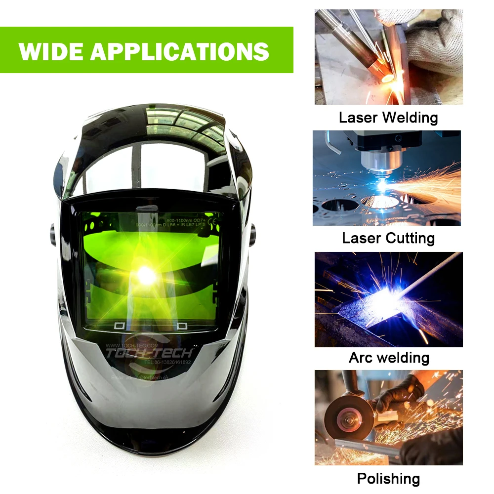 تصفية الطول الموجي بالليزر 900-1080nm قناع لحام ألياف الليزر خوذة لحام بالليزر