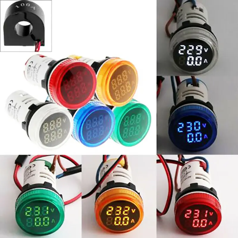 LED Digital Display Voltmeter Signal Light AC 50V-500V Volt Amp Monitor Voltage Current Ampere Meter Indicator