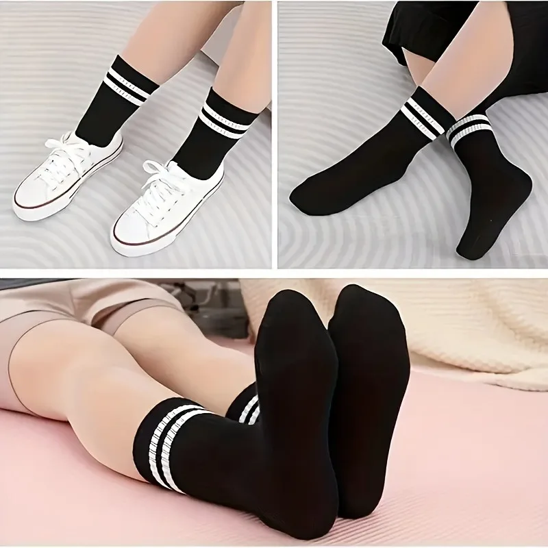 4 Pairs Unisex Sports Outdoor Socks Classic Colors - Basketball Soccer Workout Crews for All Seasons. Anti-Odor Moisture Wicking view 6