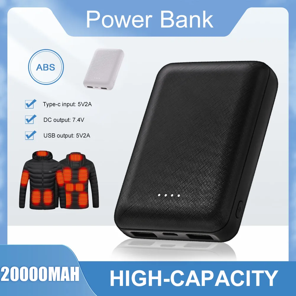 New 20000mAh Large Capacity 5V2A Mobile Power Supply USB Interface Power Bank For Mobile Phones Heated Glove Vest Fast Charging