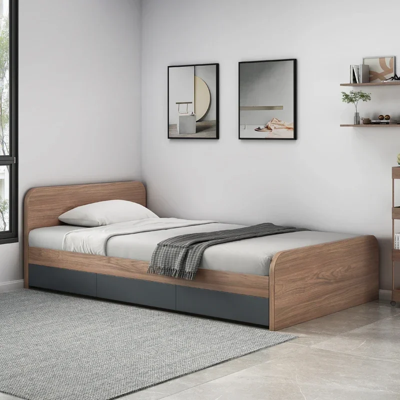 &European Wood Bed Frame Headboard Platform Under Storage Queen Bed Frame Twin King Size Modern Cama De Casal Bedroom Furniture