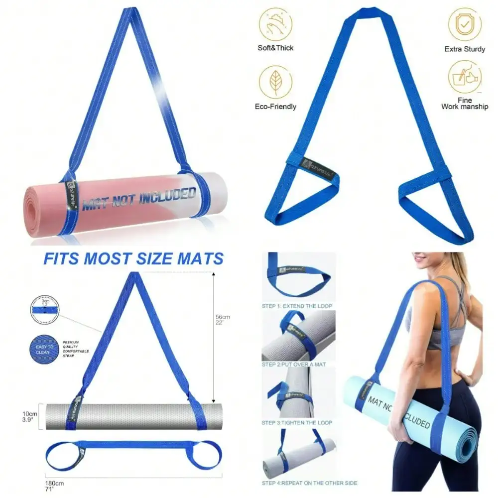 

Adjustable Yoga Mat Sling With Easy-Cinch Fastener Carrying Strap For Travel & Practice