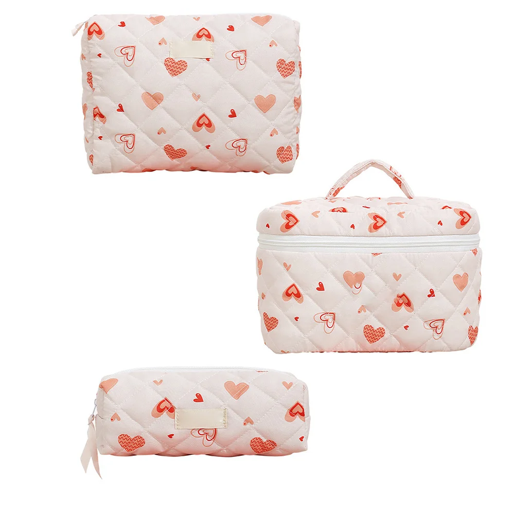 3pcs Mini Makeup Bag, Printed Cosmetic Bag Coquette Aesthetic Toiletry Bag, Travel Make Up Organizer Bag For Business Trips