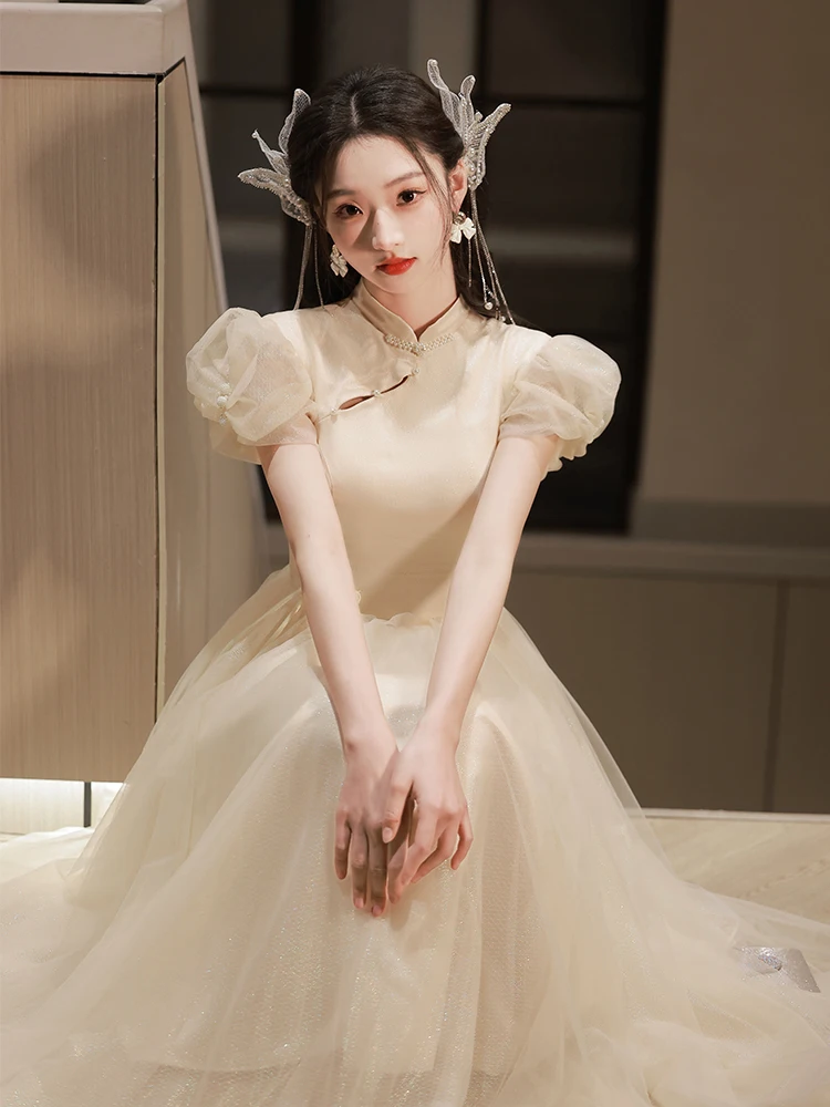 

Champagne Color Evening Gown Women's Engagement Ball Ele High-end Luxury Cus-made New Chinese Sle Sensatio...