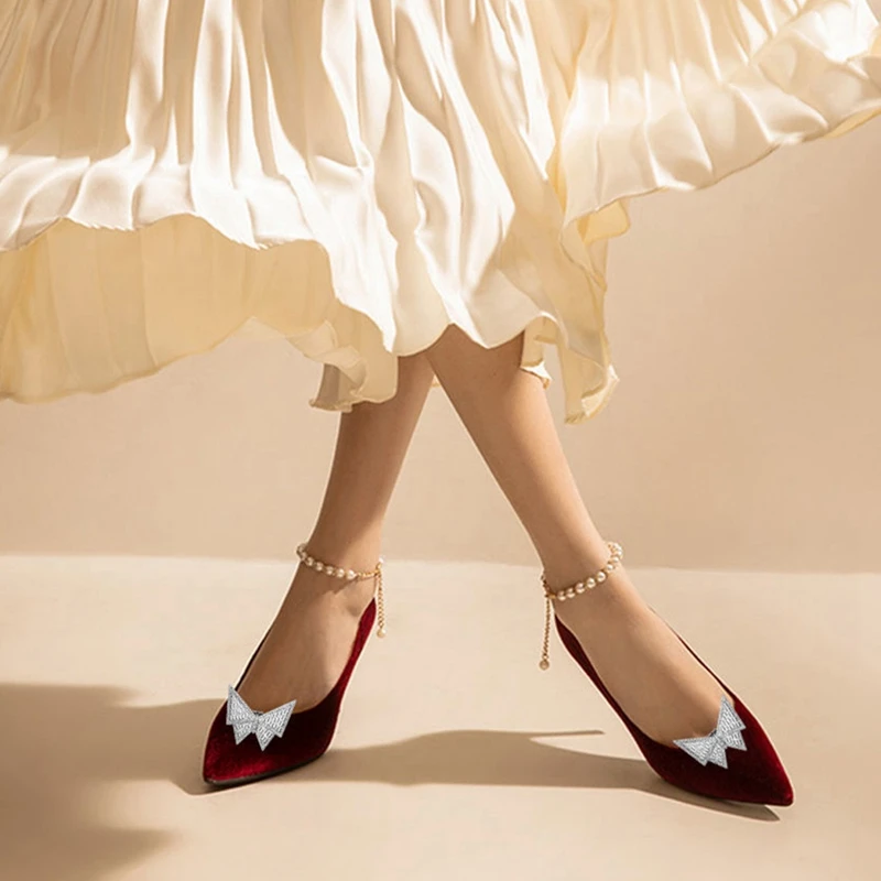 Metal Bow Flower Charme Buckle, Broche De Casamento Decorações, Arco Da Noiva, Acessório Da Sapata, 2Pcs