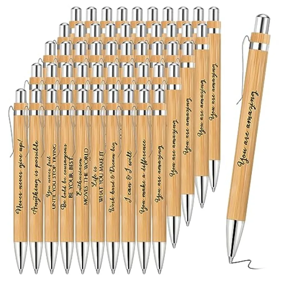 

Набор подарочных деревянных бамбуковых ручек для сотрудников: мотивирующие ручки для благодарности коллегам и команде, оптом