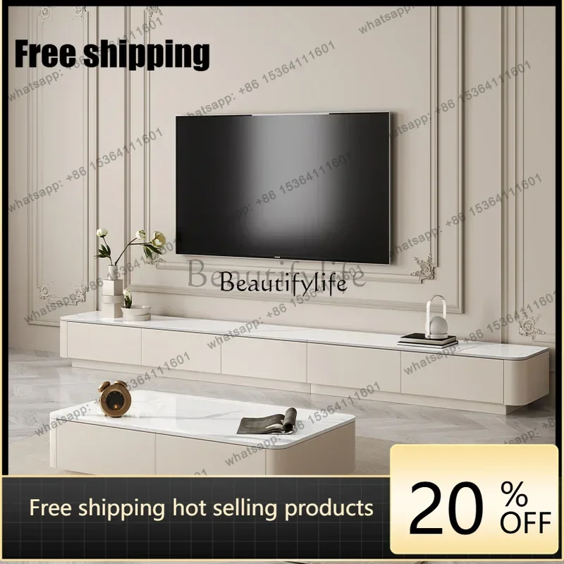 Factory Direct Slate Cream Wind Minimalist Coffee Table Living Room Light Luxury Modern Simple TV Cabinet Combination