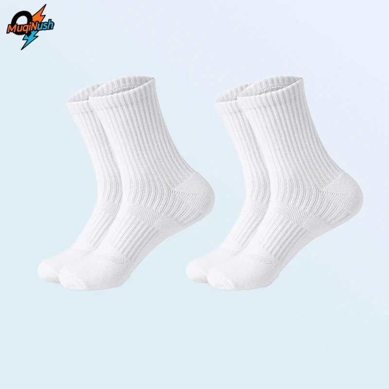 

MuqiNush 1/2 Pairs Men's Mid Length Sock Athletic Cushioned Crew Sports Running Basketball Ankle Socks with Arch Compression