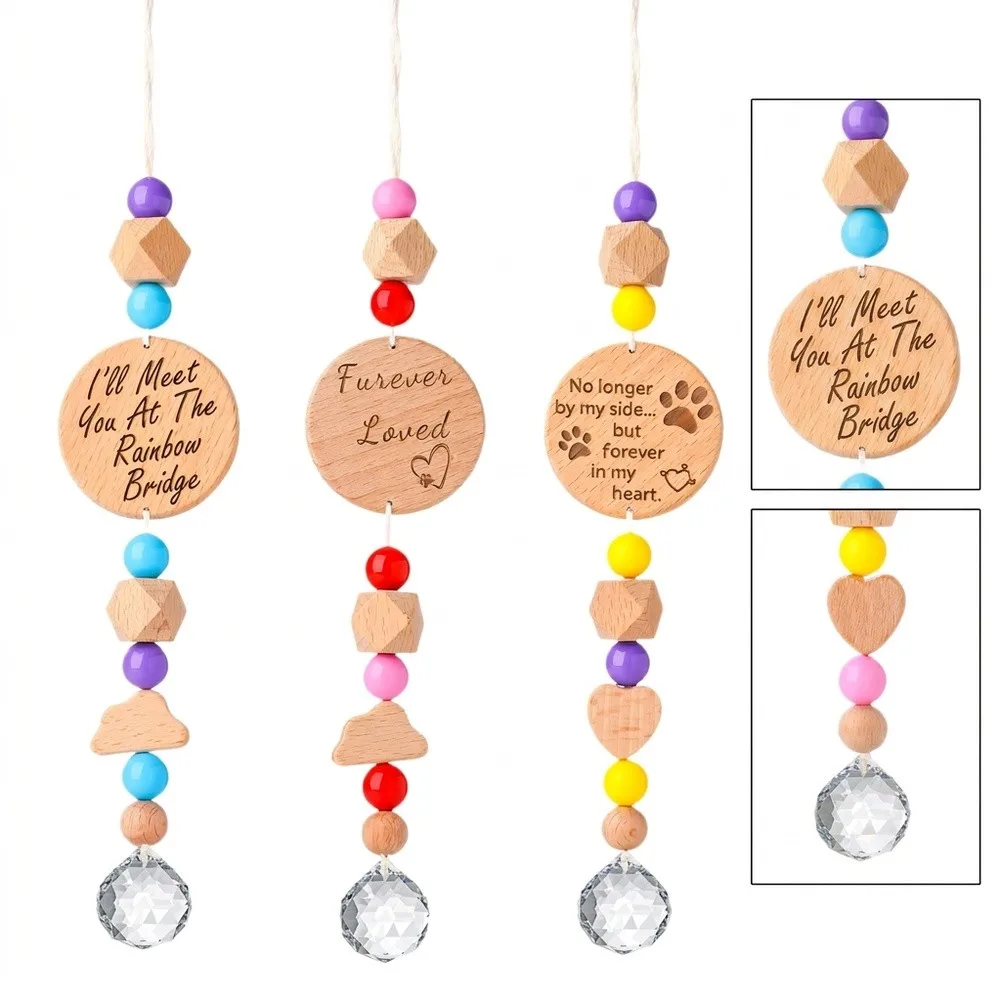 4Pcs Fantasy Pet Memorial Ornaments Handmade Sun Catcher Window Hanging Pendant Pet Loss Bereavement Sympathy Present Home Decor