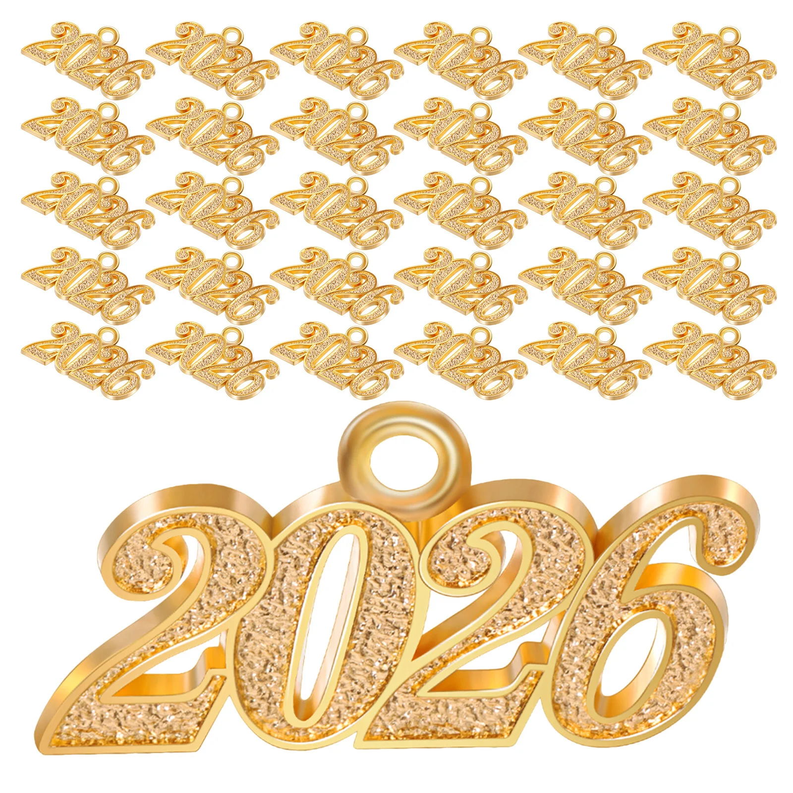

100Pcs Metal 2026 Year Pendant Alloy Charms Mini Number Necklace DIY Graduation Jewelry Making Christmas New Year