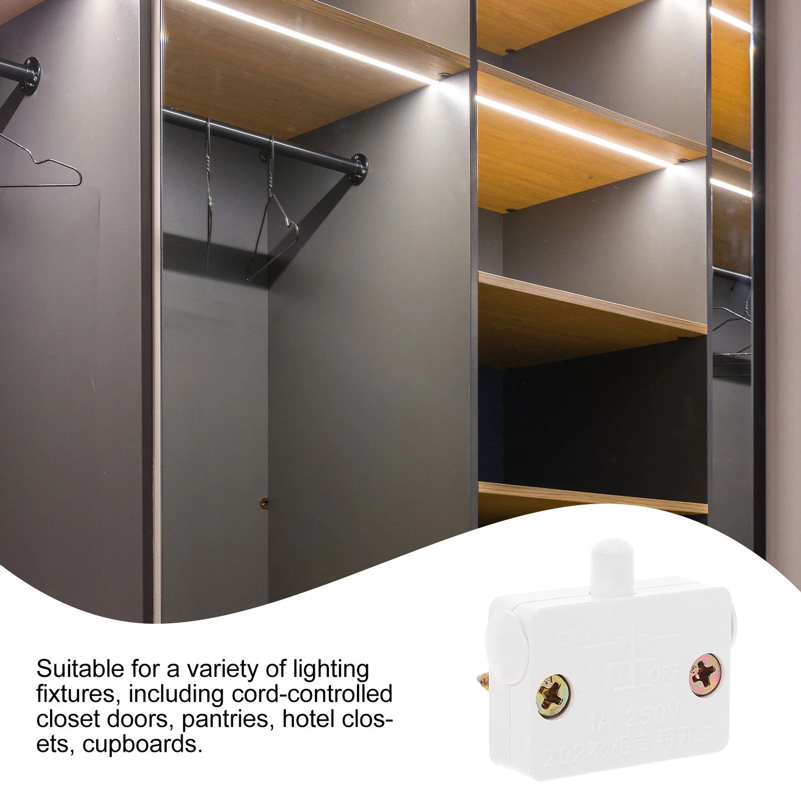 2 uds interruptor de luz extensor Control de puerta botón automático armario para armario blanco