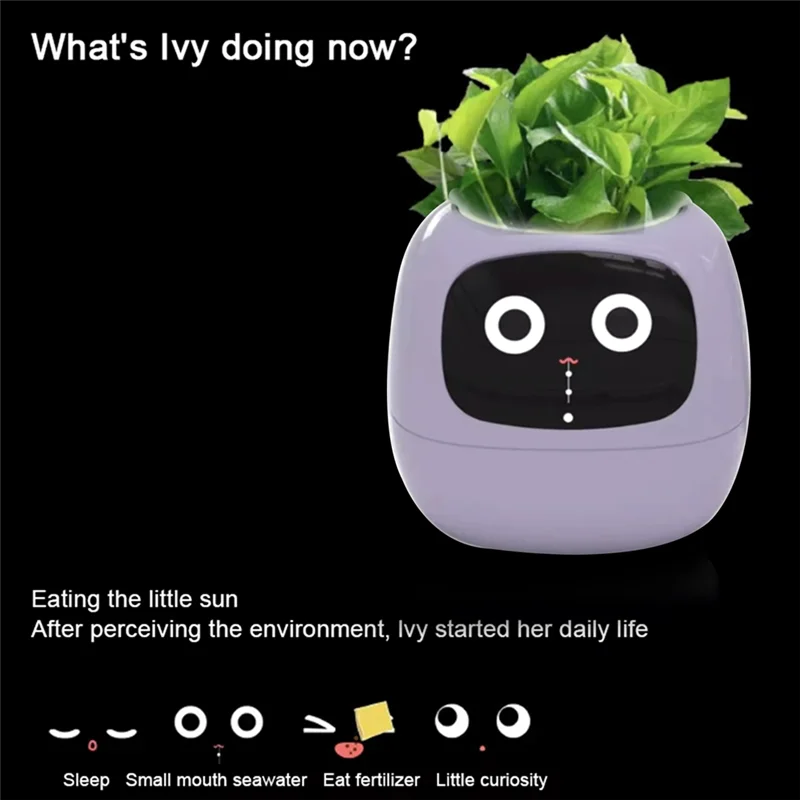 

ABJO-AI Pet Flowerpot Planting Robot 7 Smart Sensors Smart Planter Plant Time Temperature Display Flower Pots