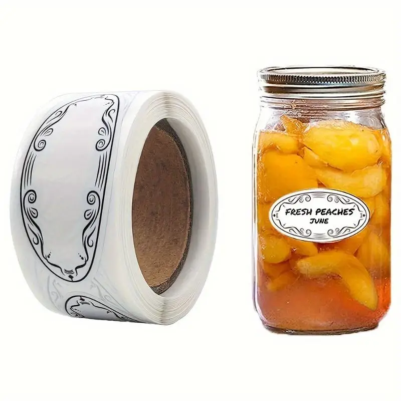 Oval Shaped White Writable Labels with Food Classification Labels, Can Labels