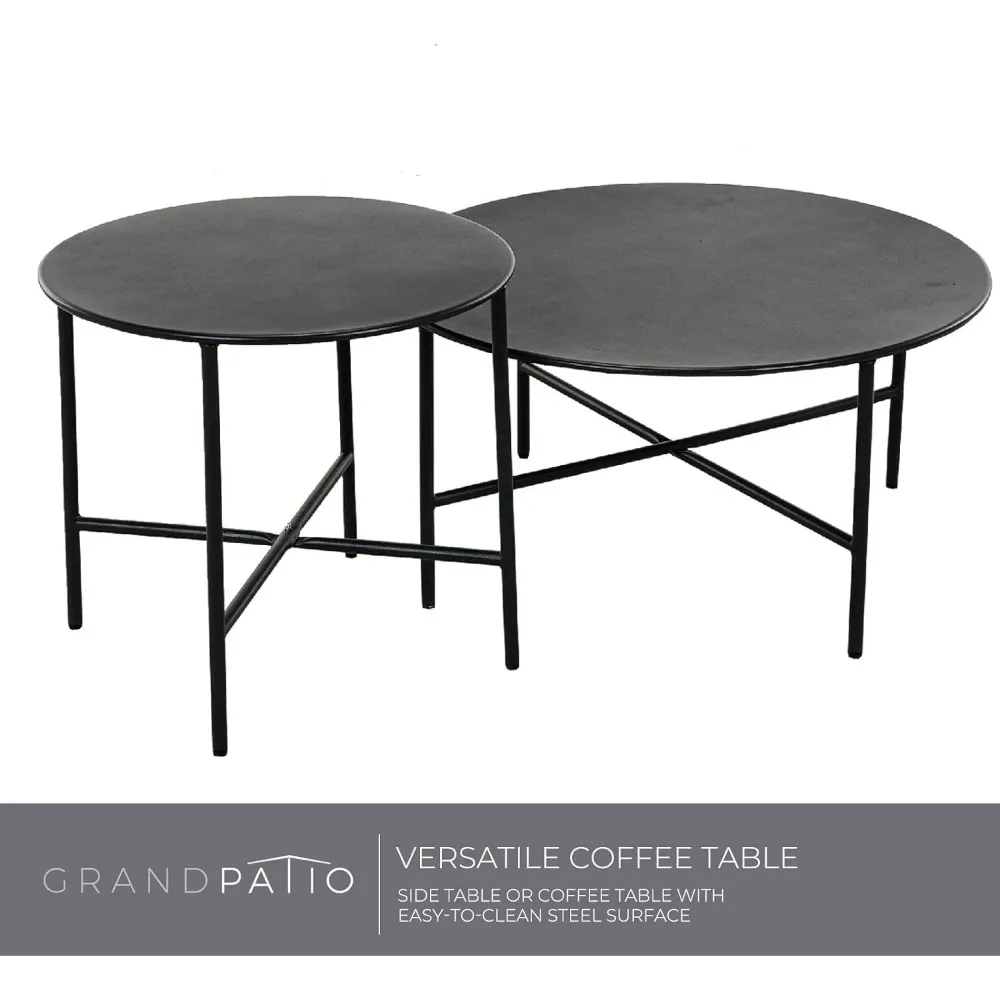 5-Piece Outdoor Wicker Patio Conversation Set with Cushions and Coffee Tables, Boho Wicker Seating Set for Indoor Outdoor, Balc