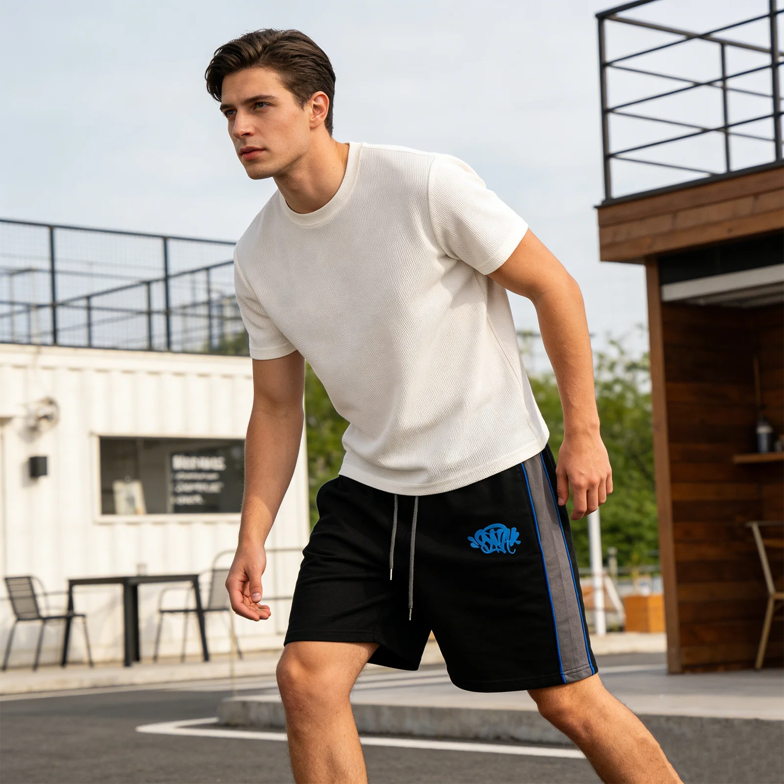 

Летние мужские шорты с вышивкой и пэчворком, эластичный пояс с завязками, полосатые, повседневные, пляжные, уличные, спортивные шорты