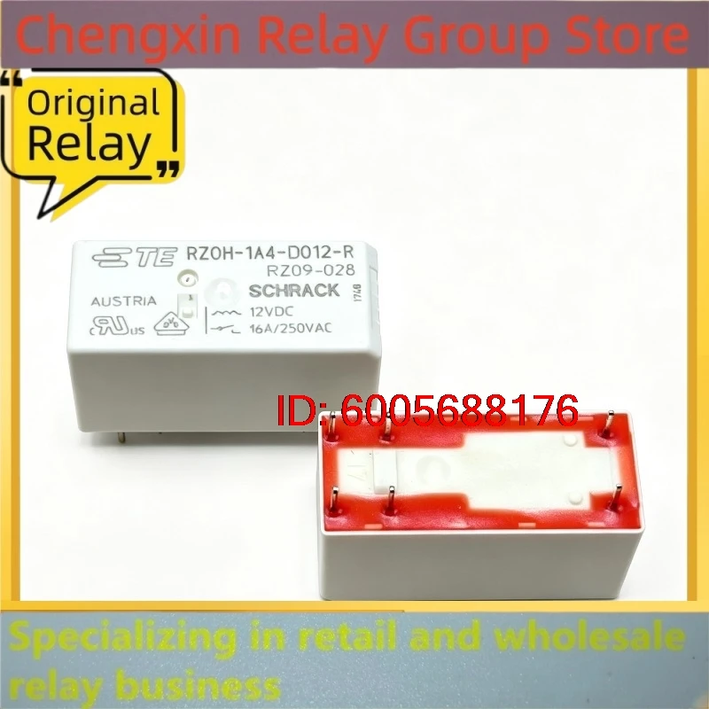 New 10pcs/lot 12VDC Coil 6 Pin Normally Open PCB Relay RZ0H-1A4-D012-R 16A 250VAC Home Appliance High Load Control Relay