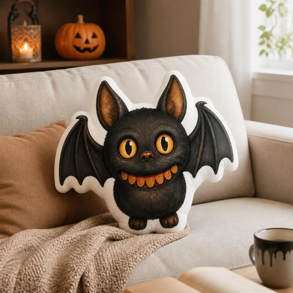 Cute Bat Halloween Bat Spooky Bat Gothic Cute Kawaii Bat Plush Pillow Cushion Stuffed Throw Pillow Home Decor Gift Sofa Bed