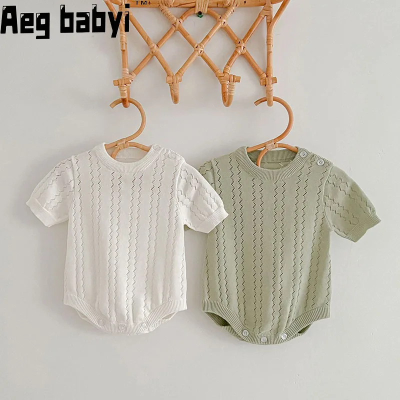 

Newborn Rompers Summer Infant Baby Girl Clothes Cotton Knitting Short Sleeves Jumpsuits Cute Toddler Girl Bodysuit Clothing