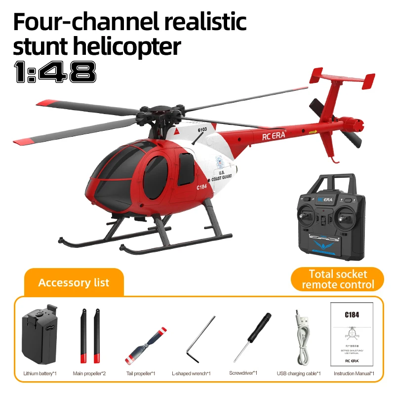 RC ERA C184 RC Helicopter Four Channel 6 Axis Single Rotor No Aileron Simulated Fixed Height Optical Flow Positioning Aircraft