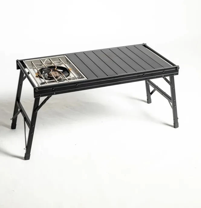 Convenient portable storage outdoor table with aluminum frame rectangle for camping beach park
