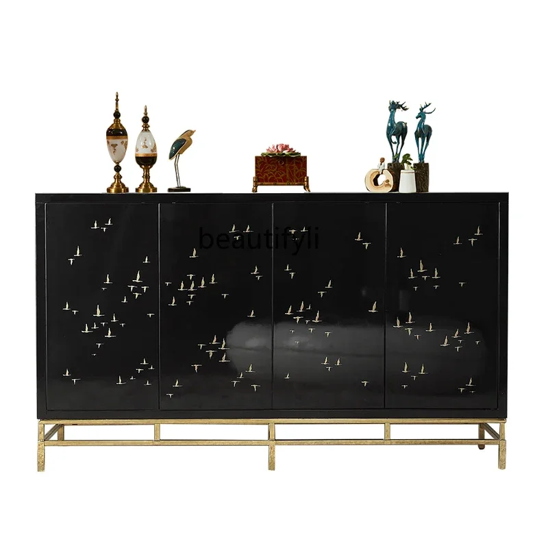 

ss8350 Postmodern light luxury dining side cabinet simple stainle steel dining room decorative locker model room entrance cabine