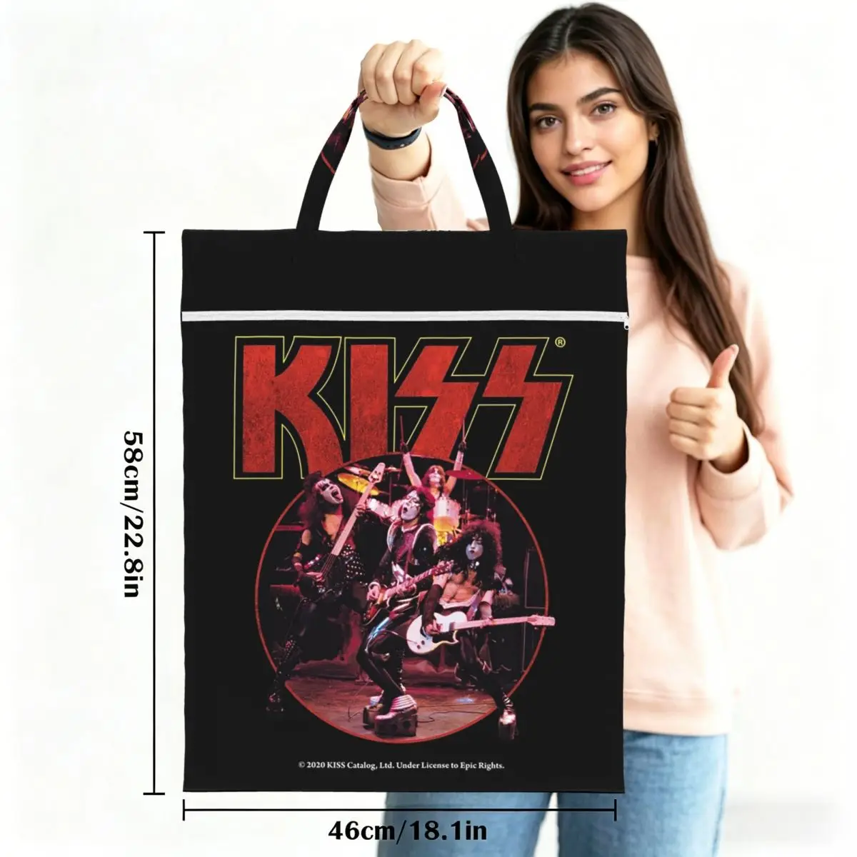 Kiss Band Travel Laundry Bag Waterproof Reusable Dirty Clothes Pouch Gym Yoga Camping Washing Basket