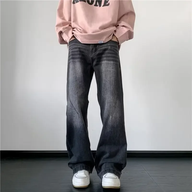 American Retro Gothic High Street Jeans For Men Y2k Korean Streetwear Fashion Loose Casual Men's Denim Pants Men Clothing