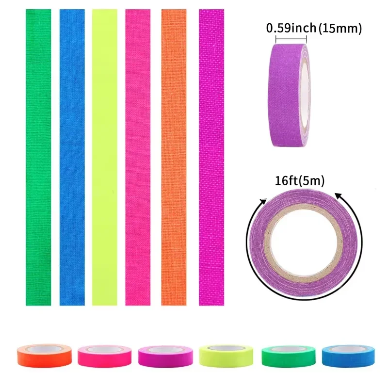 6pcs/set Gaffer Fluorescent Tape Self Adhesive Sticker Reactive Black Light Reactive Photography Home Decor DIY Crafts image 6