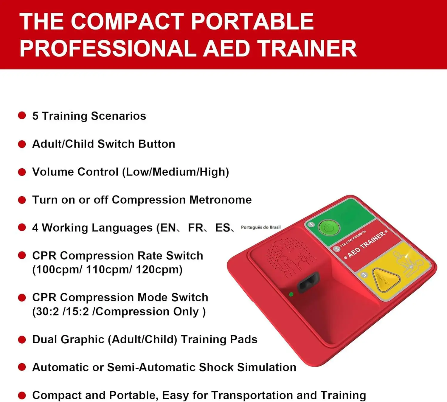 عبوة واحدة، مجموعة تدريب AED المدمجة، معدات CPR، مدرب AED IFA-120N، تدريب الإسعافات الأولية