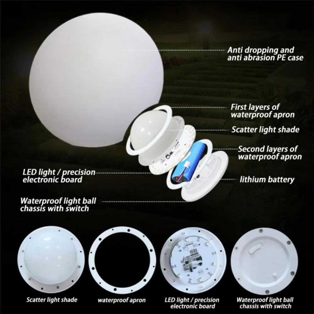 Waterproof LED Garden Ball Light Rechargeable Landscape Lighting Lawn Lamps for Outdoor Party Wedding Bar Garden