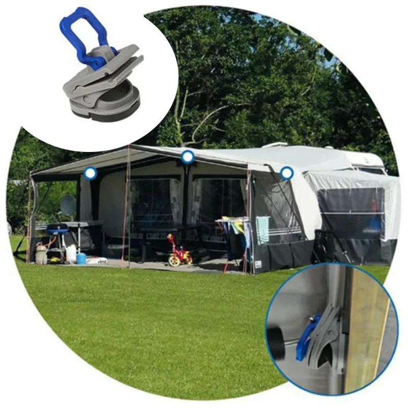 

3PCS Caravan Plastic Clip Awning Pole Bracket Pads Tarp Awning Clamps Lock Grip Set Tent Clip Adjustable Camping Canopy Clip