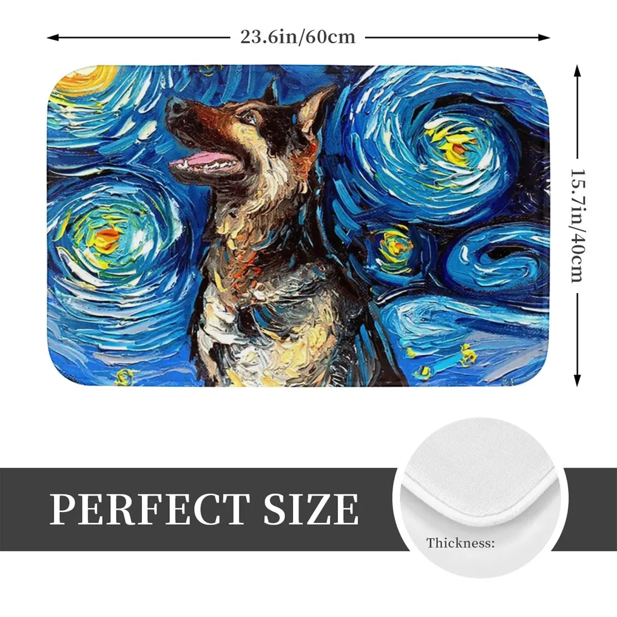 German Shepherd Painting Starry Night Non-slip Doormat Floor Mat Carpet Rug for Kitchen Entrance Home Bedroom Footpad Mats