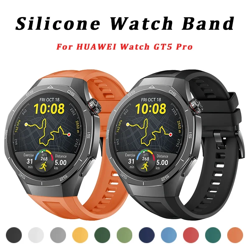 

For Huawei Watch GT5 Pro 46mm Official Silicone Sport Band Bracelet Correa For Huawei Watch GT 5 Pro 46MM Women Men Watchband