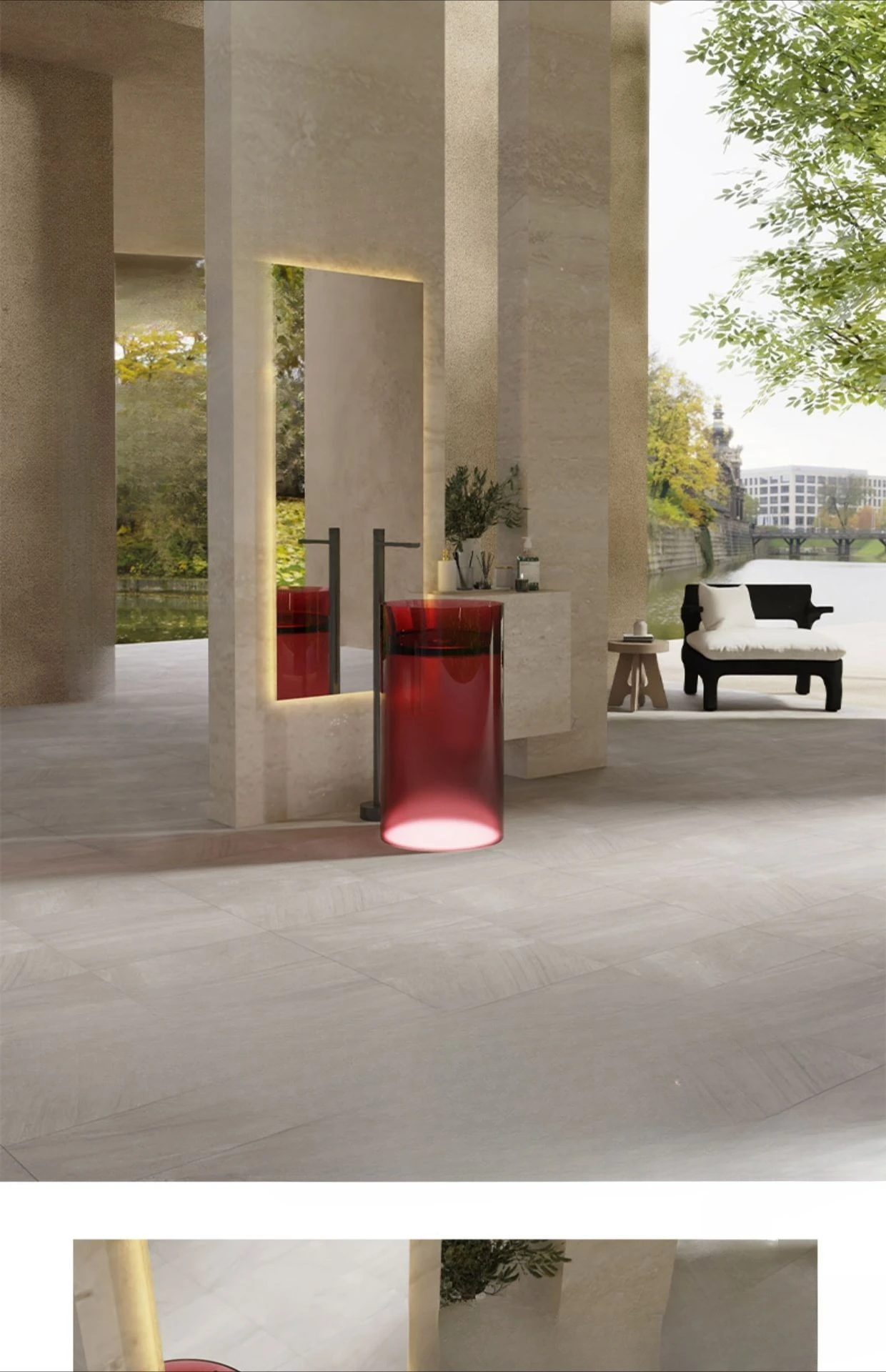 Transparent resin color column Floor-to-ceiling artificial stone art crystal wash basin