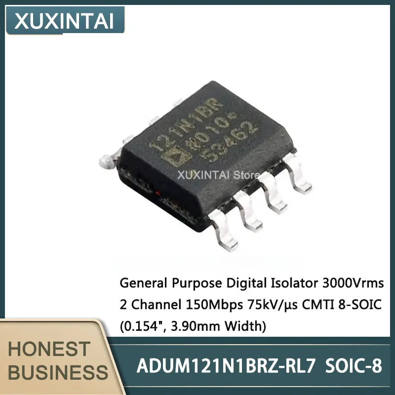 10Pcs/Lot New Original   ADUM121N1BRZ-RL7  ADUM121N1BRZ SOIC-8  General Purpose Digital Isolator 3000Vrms 2 Channel 150Mbps