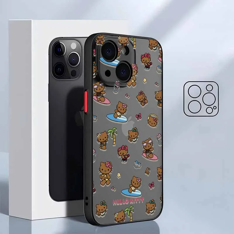 Linda piel negra surf Hello Kitty para Samsung A56 A55 A54 A53 A36 A34 A33 32 31 A26 25 24 23 22 21S A17 16 15 07 06 funda de teléfono