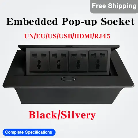 Multifunktionellt inbyggt popup-uttag UN/EU/US/US/USB/HDMI/RJ45 långsamt uppåtgående aluminiumlegeringsuttag för smart skrivbord/mötesrum 10 best sales skrivbordsuttag - №4